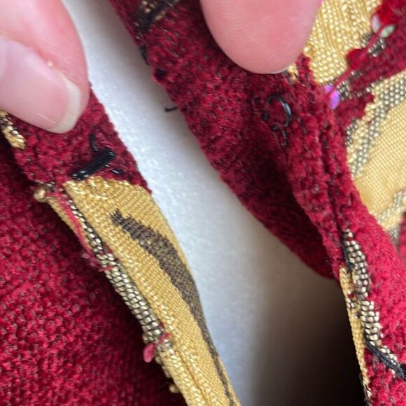 Bob Mackie Vintage Paisley Floral Tapestry Collarless Embellished Blazer - Picture 5 of 9